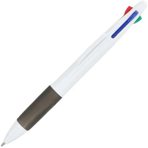 4-kleuren balpen met grip wit / zwart