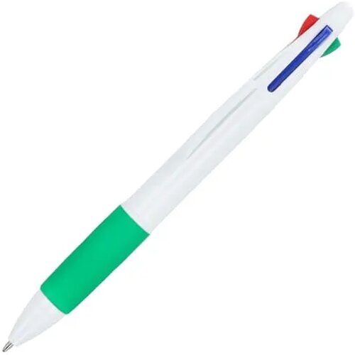 4-kleuren balpen met grip wit / groen