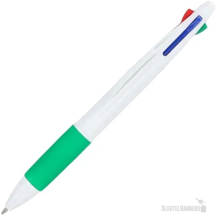 4-kleuren balpen met grip wit / groen