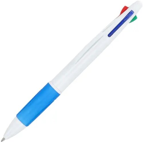 4-kleuren balpen met grip wit / blauw