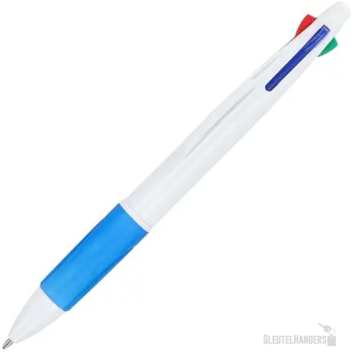 4-kleuren balpen met grip wit / blauw