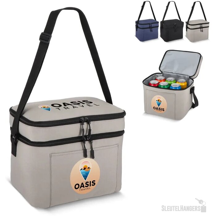 600D gerecycled PET koeltas met twee vakken 30 x 20 x 24 cm 12 L