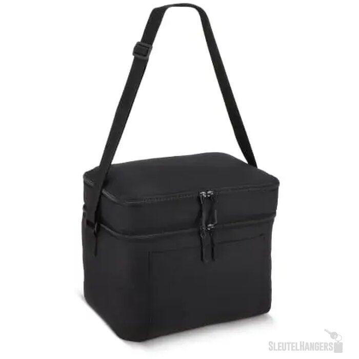 600D gerecycled PET koeltas met twee vakken 30 x 20 x 24 cm 12 L zwart