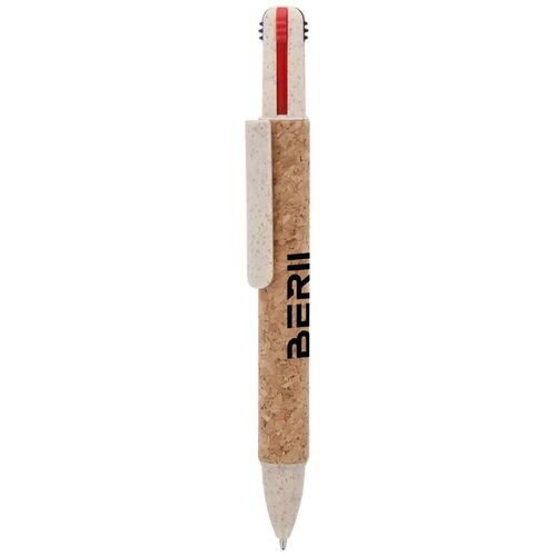 Balpen 4-kleuren kurk
