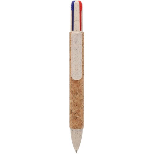 Balpen 4-kleuren kurk natuur