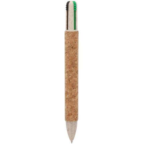 Balpen 4-kleuren kurk natuur