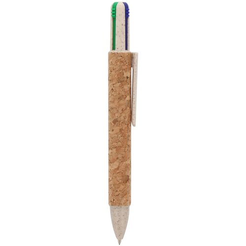 Balpen 4-kleuren kurk natuur