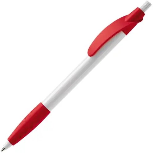 Balpen Cosmo grip hardcolour wit / rood