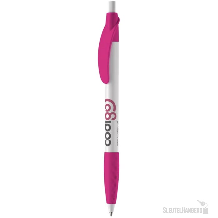 Balpen Cosmo grip hardcolour wit / roze