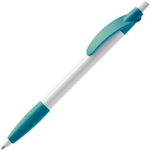 Balpen Cosmo grip hardcolour wit / turquoise