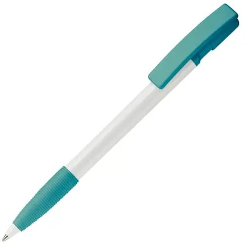 Balpen Nash grip hardcolour wit / turquoise