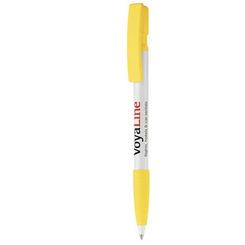 Balpen Nash grip hardcolour wit / geel