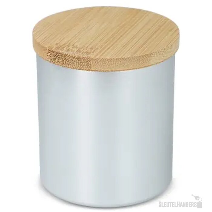 Bhakti plantaardige geurkaars in gerecycled aluminium potje zilver