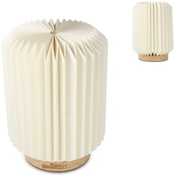 Coollux vouwbare papieren LED lamp Aurora op houten voet Naturel