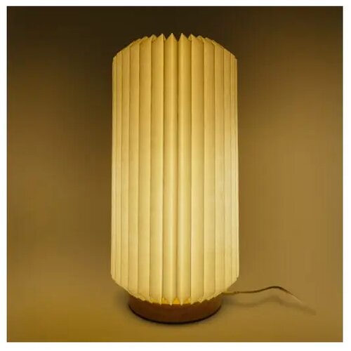 Coollux vouwbare papieren LED lamp Aurora Tall op houten voet, 32cm natuur