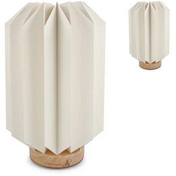 Coollux vouwbare papieren LED lamp Eos op houten voet, 25 cm (brievenbus doos) natuur