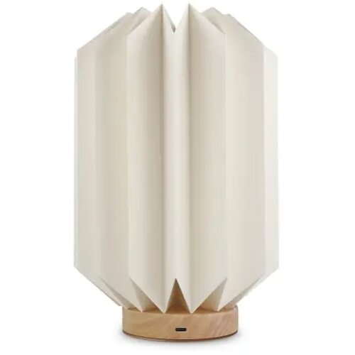 Coollux vouwbare papieren LED lamp Eos op houten voet, 25 cm (brievenbus doos) natuur