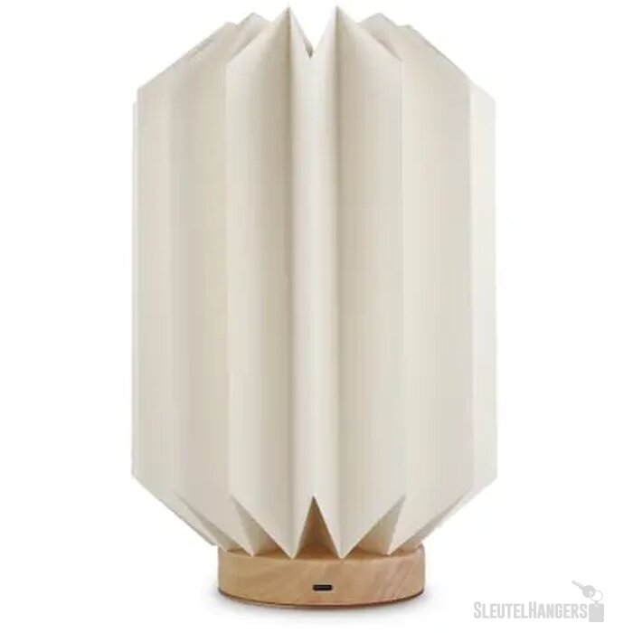 Coollux vouwbare papieren LED lamp Eos op houten voet, 25 cm (brievenbus doos) natuur