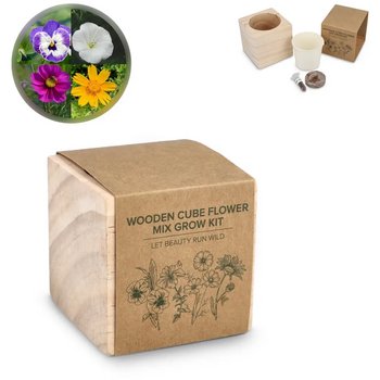 FSC Houten Plantenbak Set - Bloemenmix natuur