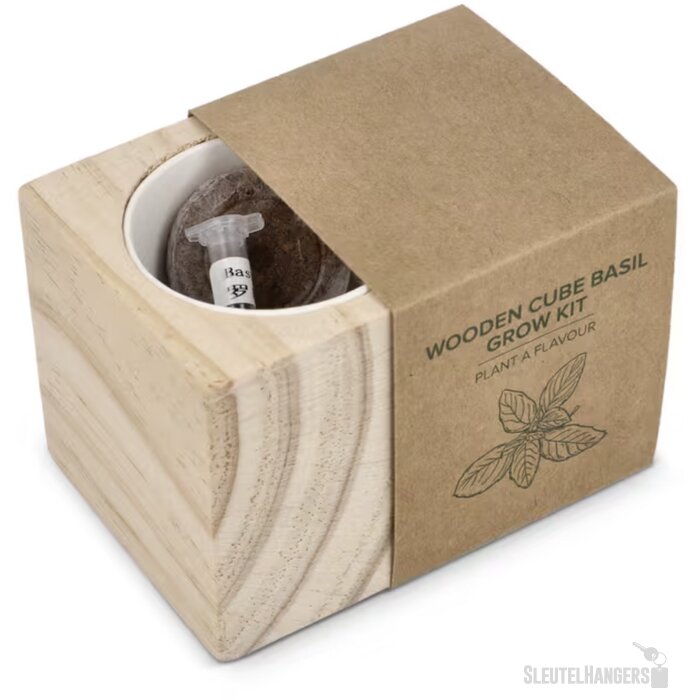 FSC Houten Plantenbak Set – Basilicum natuur