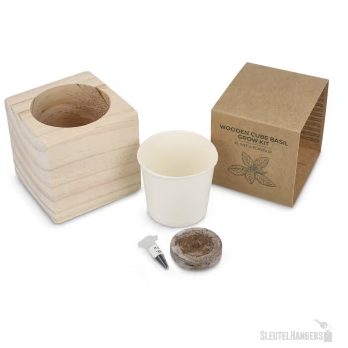 FSC Houten Plantenbak Set – Basilicum natuur