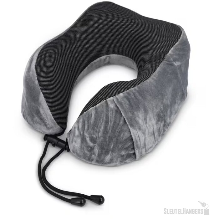 Gecontourde memory foam reiskussen met EVA-case grijs