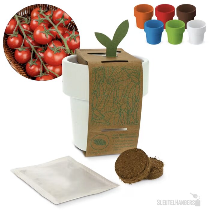 Hot-but-cool beker met kerstomaten zaadjes wit