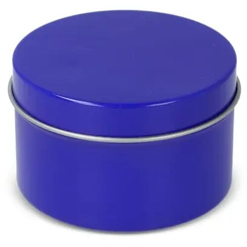 Kirtan plantaardige geurkaars in groot gerecycled blik blauw