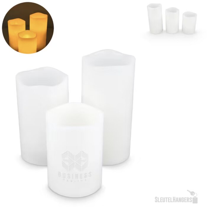 Koselys 3-delige set LED-waxkaarsen