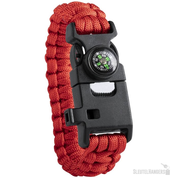 Survival Armband Met Kompas Rood