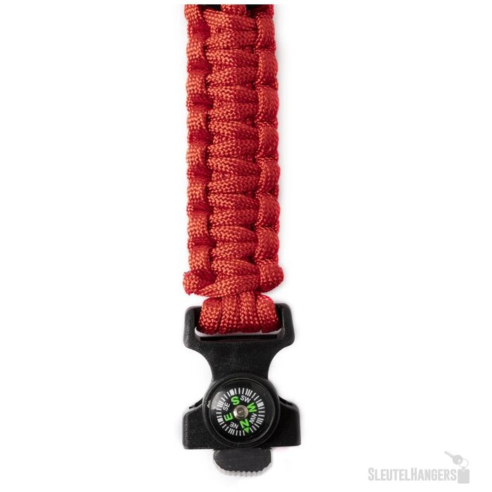 Survival Armband Met Kompas Rood