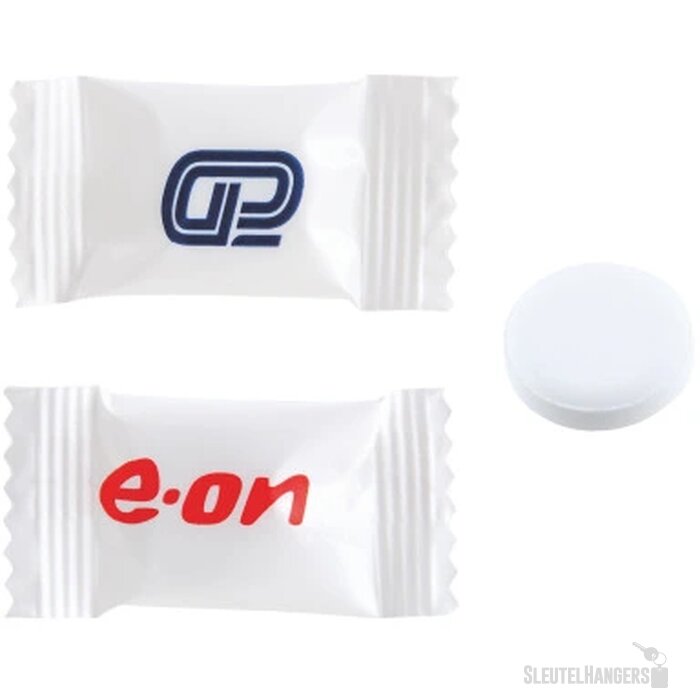 Flowpack met 1 Dextrose tablet 2 gr. Fruitmix 1-3 kleuren niet all over wit