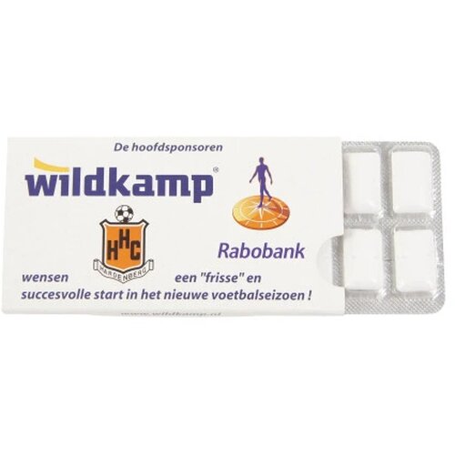 Kauwgum met Xylitol blister 12 stuks in kartonnen huls incl. full colour custom made