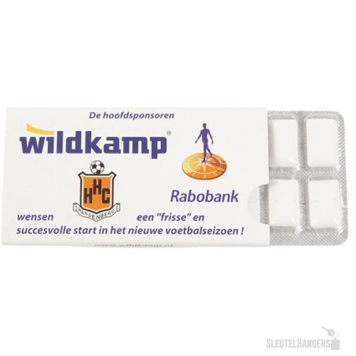 Kauwgum met Xylitol blister 12 stuks in kartonnen huls incl. full colour custom made