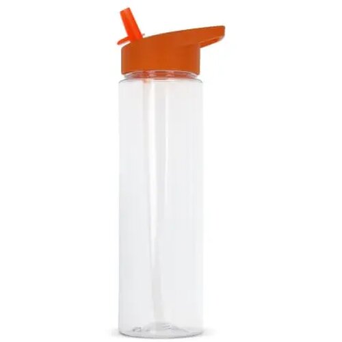 RPET waterfles met rietje (600 ml) Oranje