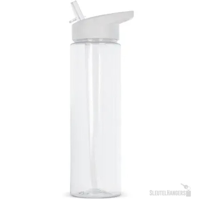 RPET waterfles met rietje (600 ml) Wit
