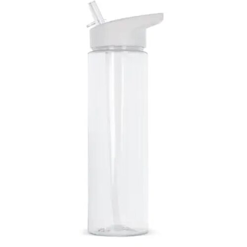 RPET waterfles met rietje (600 ml) Wit