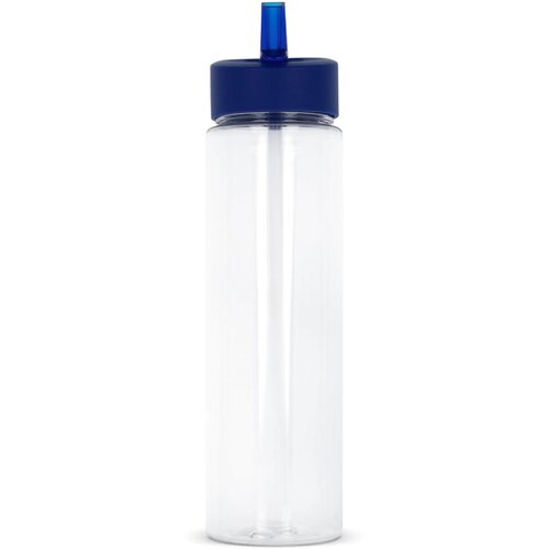RPET waterfles met rietje (600 ml) Blauw