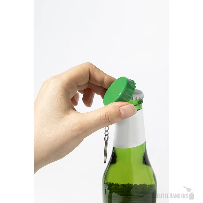 Popcap Rabs Flesopener Sleutelhanger Donker Groen