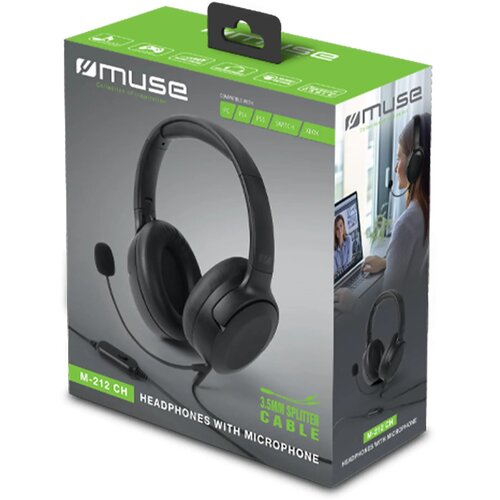 M-212 CH | Muse bedrade Koptelefoon met microfoon zwart