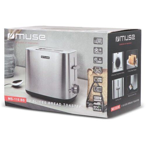 MS-115|Muse Toaster Roestvrij Staal zilver