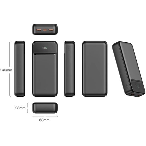 Nolu Powerbank met LED Display 20000 mAh zwart
