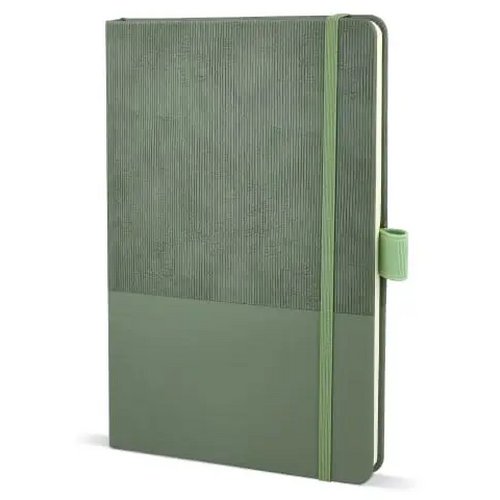 Notitieboek Thermo-leder A5 donker bruin / groen