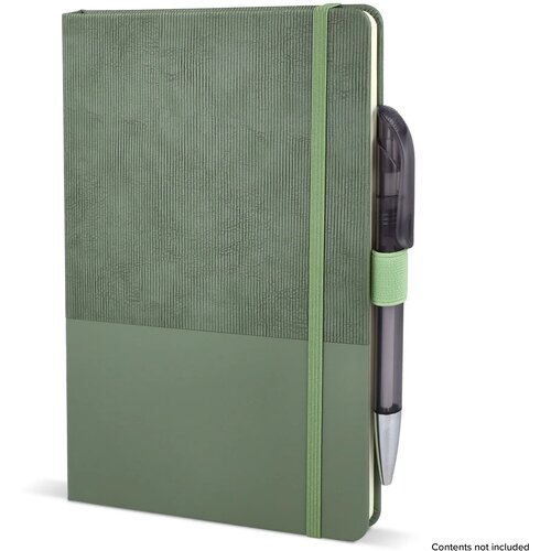 Notitieboek Thermo-leder A5 donker bruin / groen