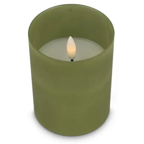 Nyelle oplaadbare LED Wax kaars in glas olijfgroen