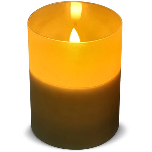 Nyelle oplaadbare LED Wax kaars in glas olijfgroen