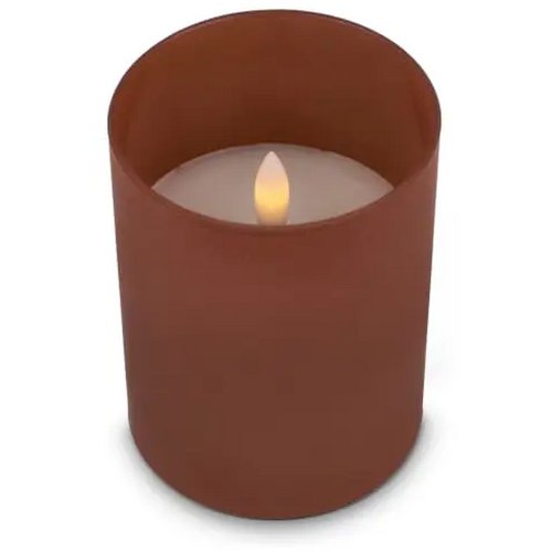 Nyelle oplaadbare LED Wax kaars in glas bruin