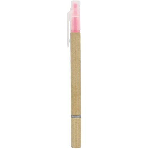 Papieren tekstmarker balpen roze