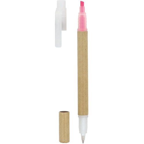 Papieren tekstmarker balpen roze