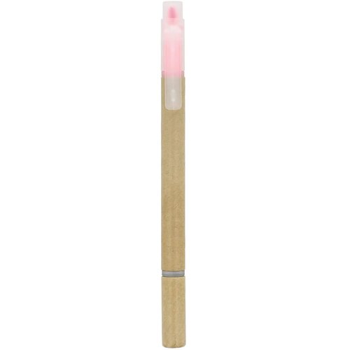 Papieren tekstmarker balpen roze